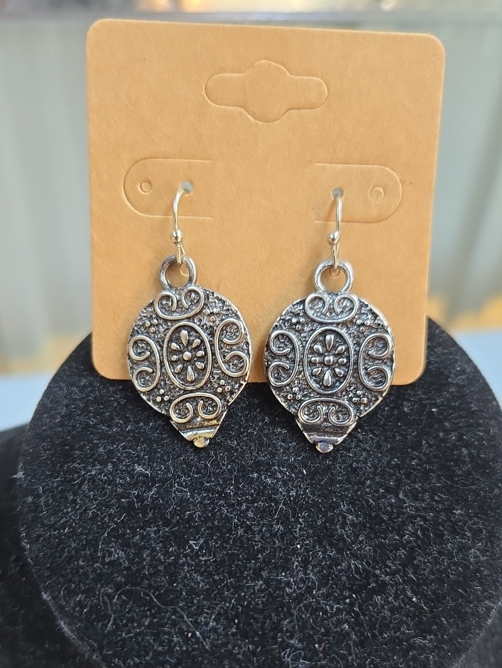 Silver-Tone Filigree Teardrop Dangle Earrings - Women Jewelry
